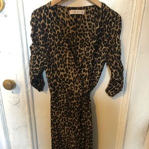 Rayon Midi Wrap Dress - Leopard Print. Worn once !